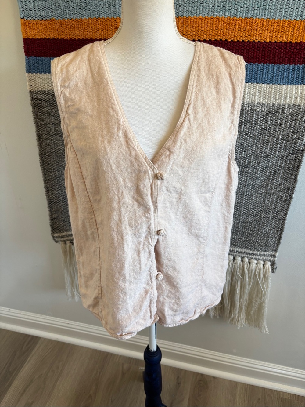 Orvis Cream Linen Button-Front V-Neck Tank